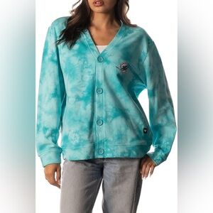 The Wild Collective Women's Miami Dolphins Tie Dye Aqua Cardigan NFL Size M